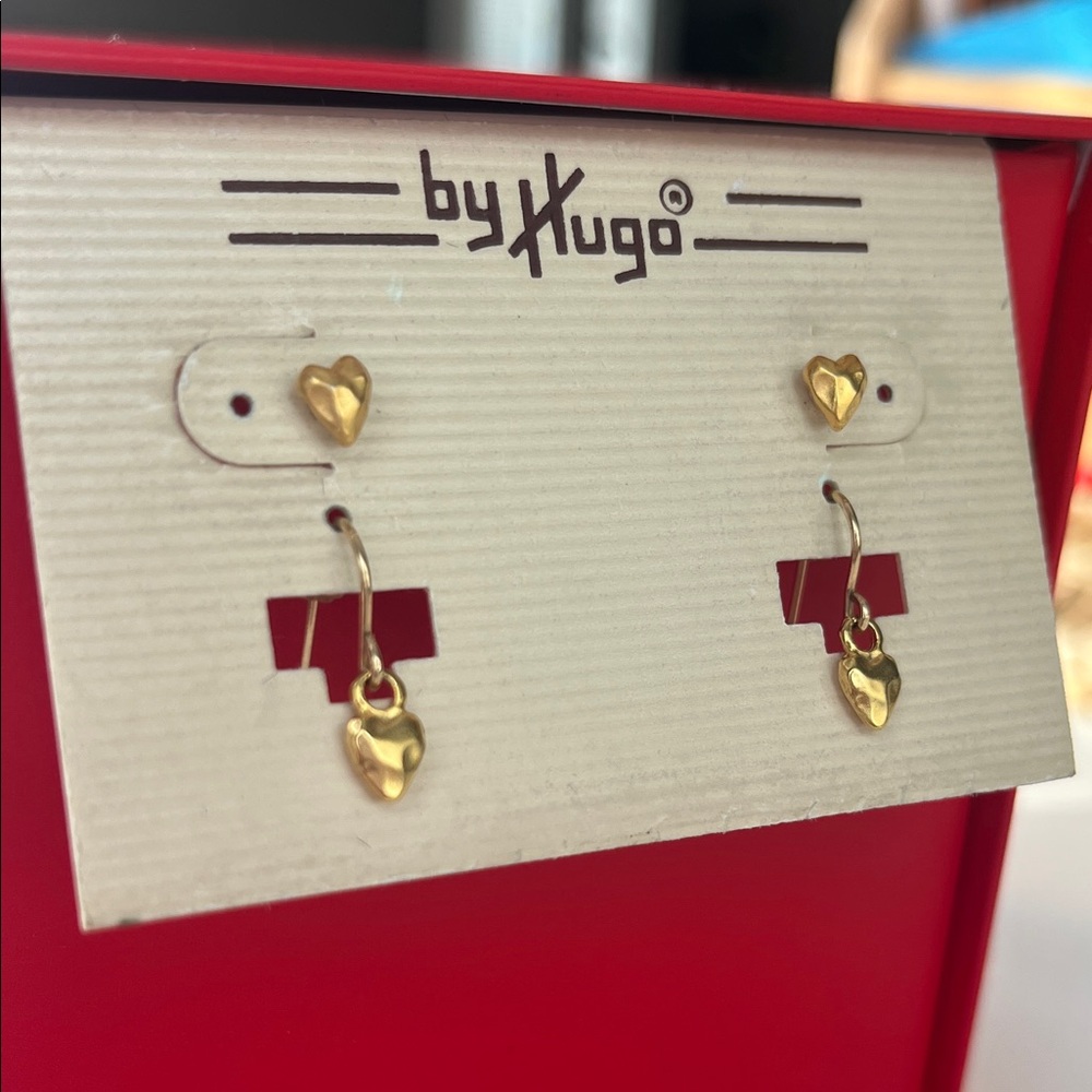 HUGO Gold Heart Earring Set, 90’s #vintage #love #valentine #90’s - Picture 3 of 5